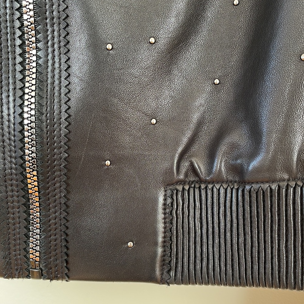 Collarless Leather Jacket - image 7